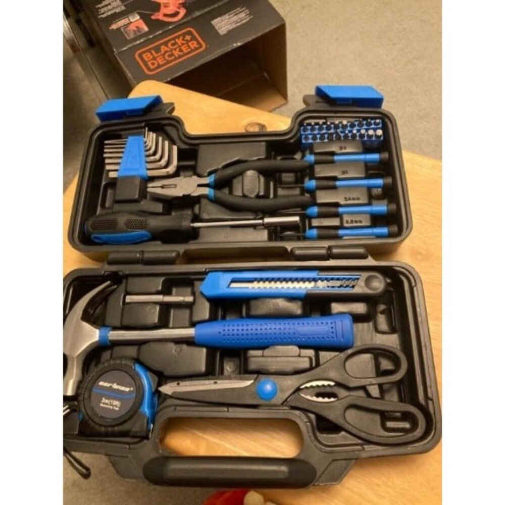 Tool Set General Hand Tool Kit with Plastic Toolbox Storage Case
